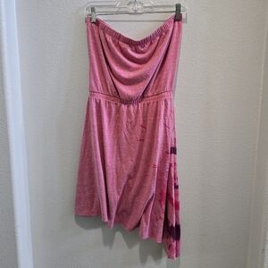 Mudd pink  strapless midi dress with flower emblem  size medium
